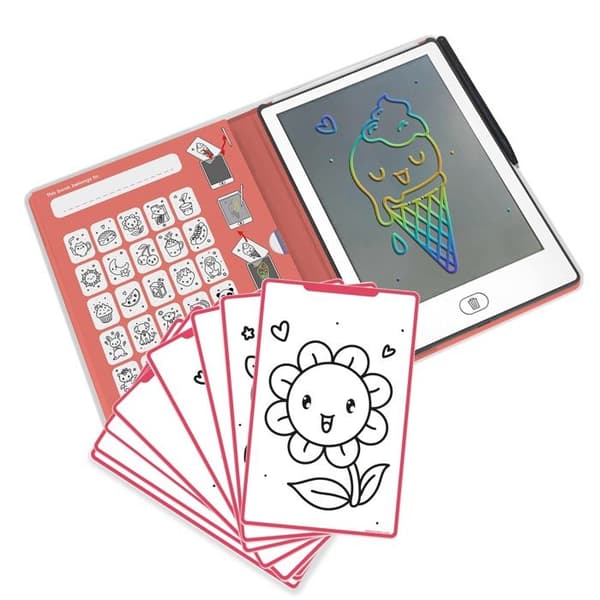 KIDYWOLF KIDYDRAW Mini Ritplatta - Kawai Tema - Utbildande - Från 4 år Röd
