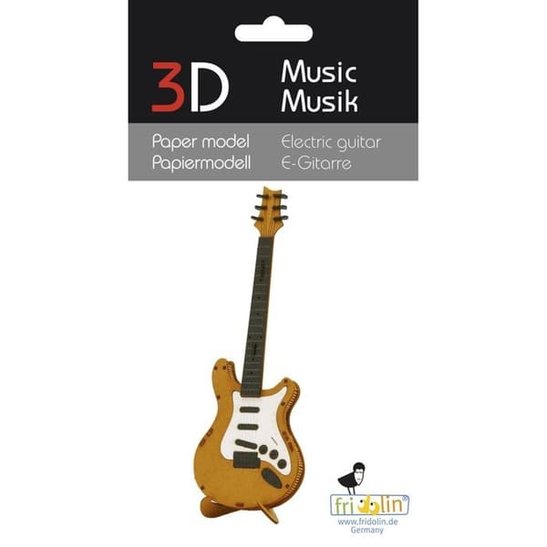 Fridolin - 3D papirmodel elektrisk guitar brun