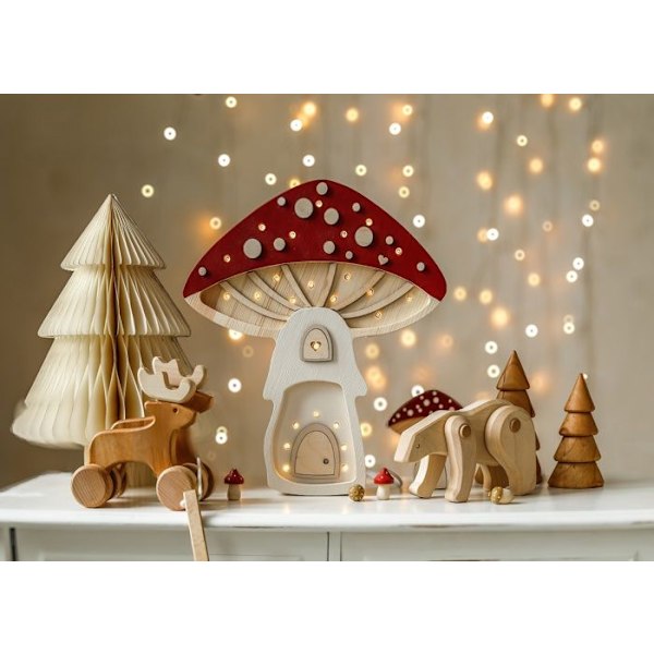 Little Lights - Lamp Natthytta Hem Svamp röd Röd