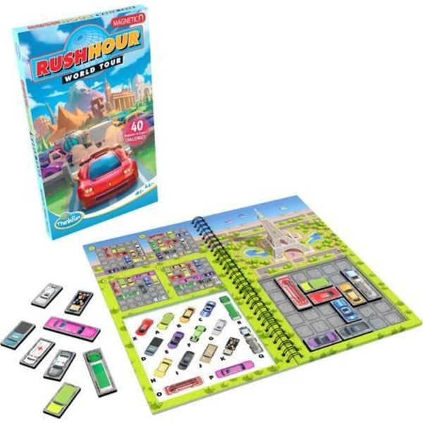 Rush Hour World Tour, 40 utmaningar, Magnetic logic-spel, 1 spelare, 8 år och uppåt, Reseversion, 76544, Ravensburger Flerfärgad