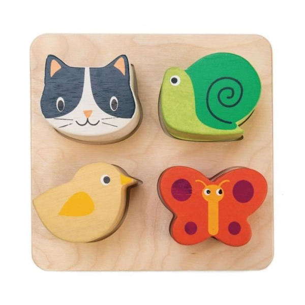 Puzzle Eläimet - Pehmeät Leikit - Junior - Alle 100 osaa - Puun muoto 14 x 14 x 4 cm Flerfärgad