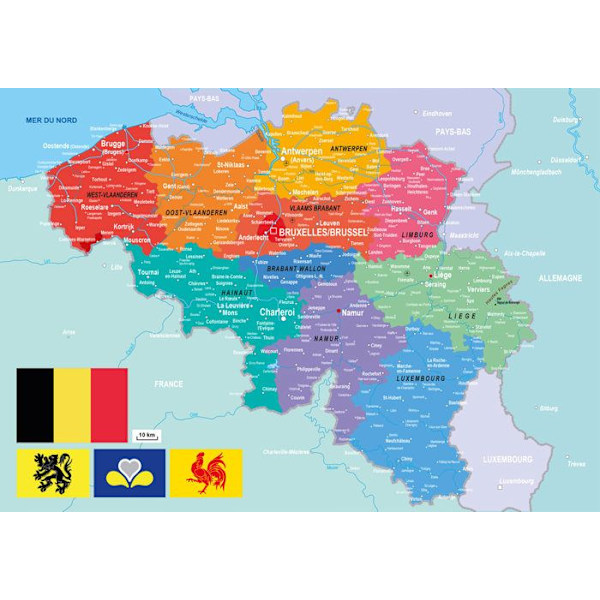 Puzzle Michèle Wilson - Puzzle Belgia Kartta - WILSON PELIT Flerfärgad