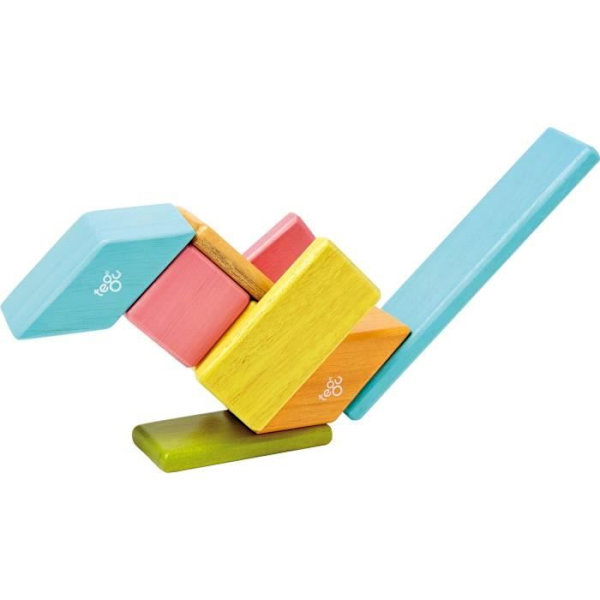 TEGU Tints 14 Värillistä osaa - Magneettiset puublokit - Rakentelupeli Flerfärgad
