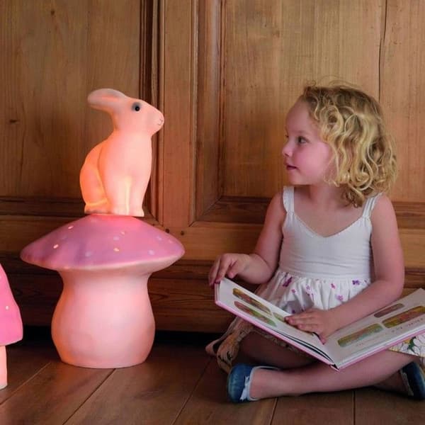 Lampe Stort Svampe - Gammel Rosa Vitt och rosa