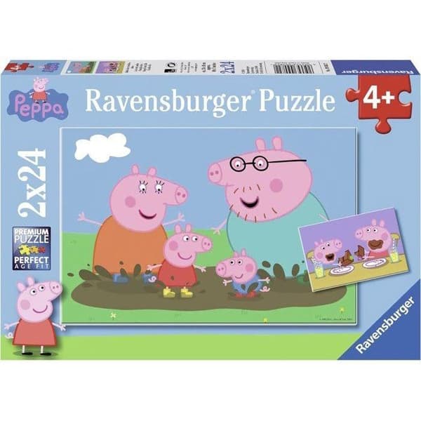 Pelit Peppa Pig Perhe-elämä Ravensburger 2x24 palaa lapsille alkaen 4 vuotta Rosa Blå Gul