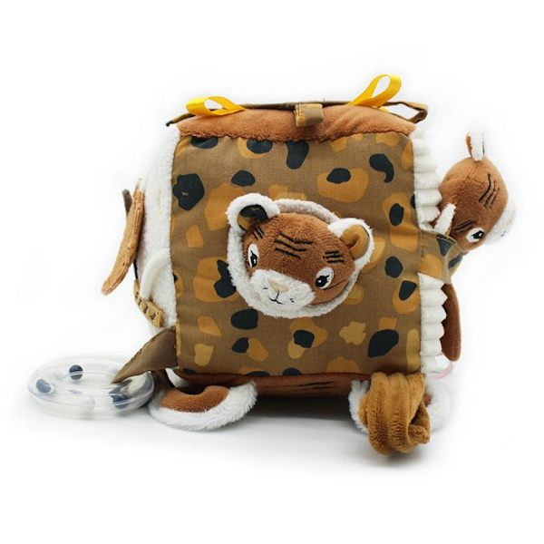 Aktivitetskub - Les Déglingos - Spéculos le tigern - 14x14x14 cm - Bomull - Mixad kastanj
