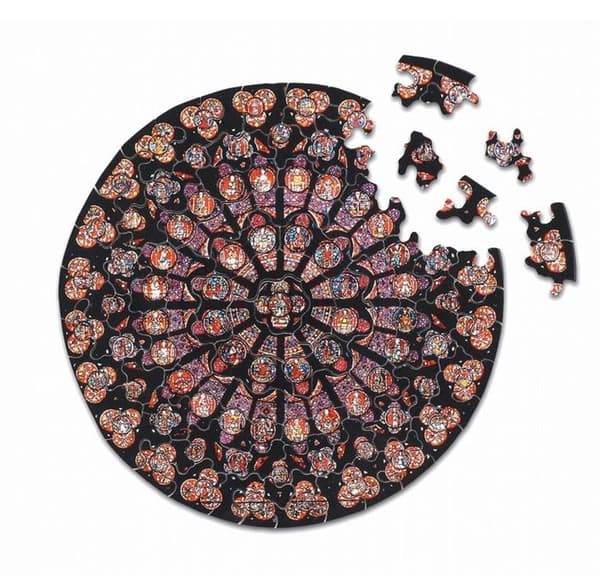 80-bit konstpussel - Notre Dame Rose Window Svart