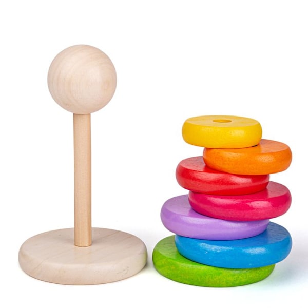 Bigjigs Toys My First Wooden Rainbow Stacker - Staplingsringar Beige