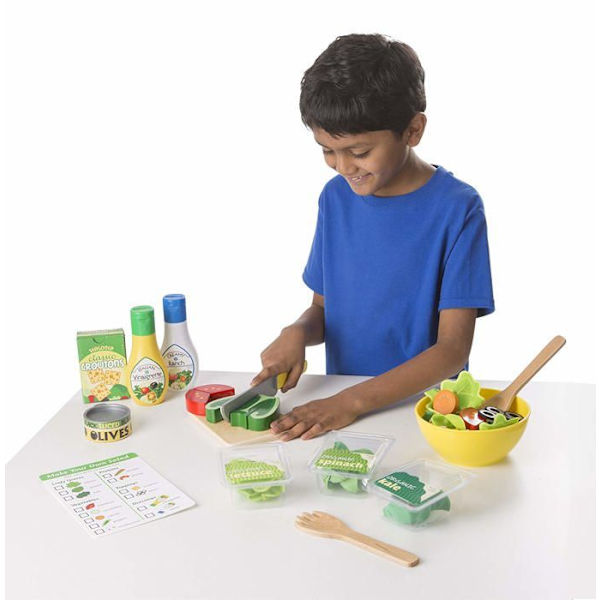 Melissa & Doug Lunchbox Skiva och salladsspelset - 52 bitar av trä och filt Flerfärgad