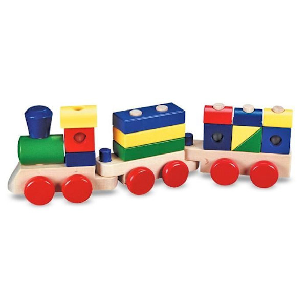 Puutöiden pinottava lelu - MELISSA & DOUG - Pinojuna - 15 osaa - Yhdistetty Flerfärgad