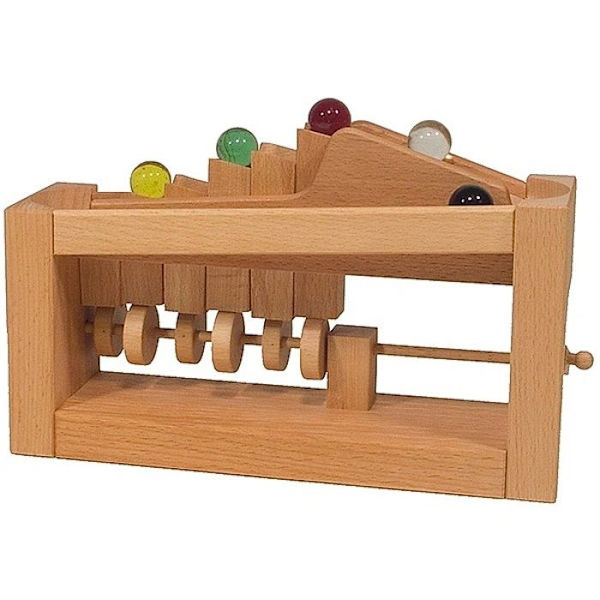 Bollbana - FAGUS - Rulltrappa - 5 glasbollar - Lekfull mekanism - Från 3 år Beige