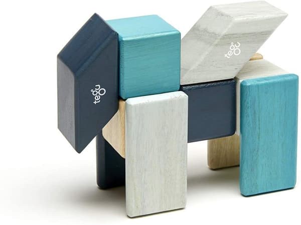 24 delar Tegu magnetiskt träblockset, Blues Blå