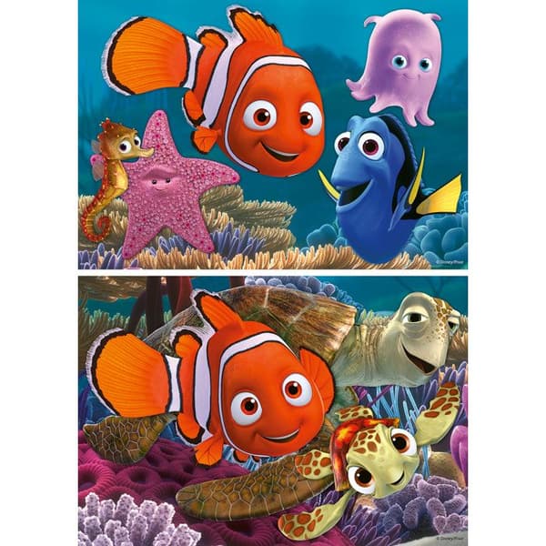 Puslespil 2 x 12 stykker: Nemo den lille stikker Blå