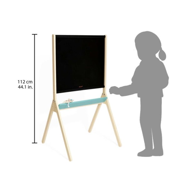 JANOD - Skrivområde - Klassisk svarta tavla för barn - 20 magneter, 3 krita och 1 borste ingår - Magnetisk yta - Från 3 år