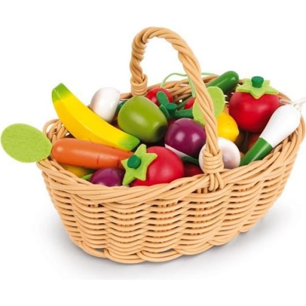 Träkorg med 24 frukter och grönsaker - JANOD - Från 3 år