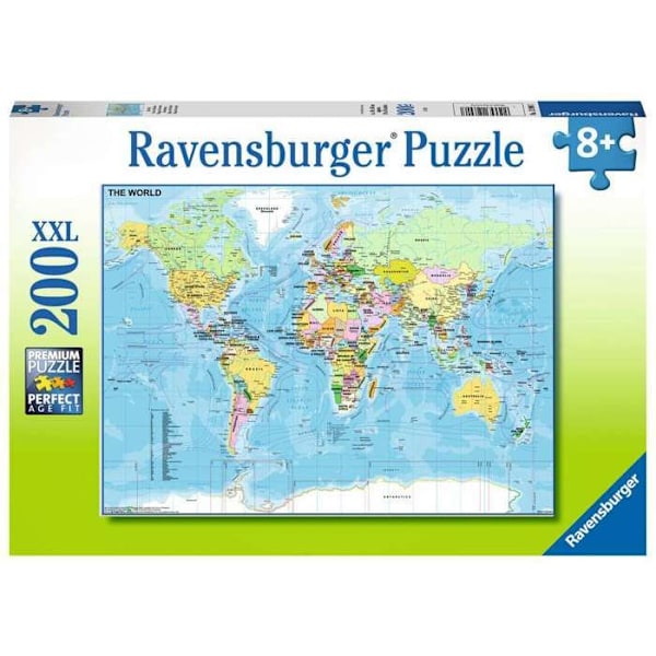 Ravensburger - Jigsaw Puzzle 200 XXL-bitar: Världskarta Flerfärgad
