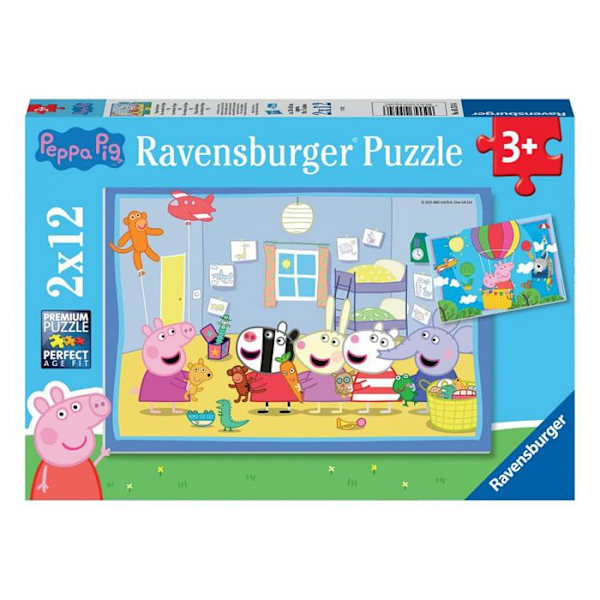 Pussel 2 x 12 bitar: Peppa Pigs äventyr Flerfärgad