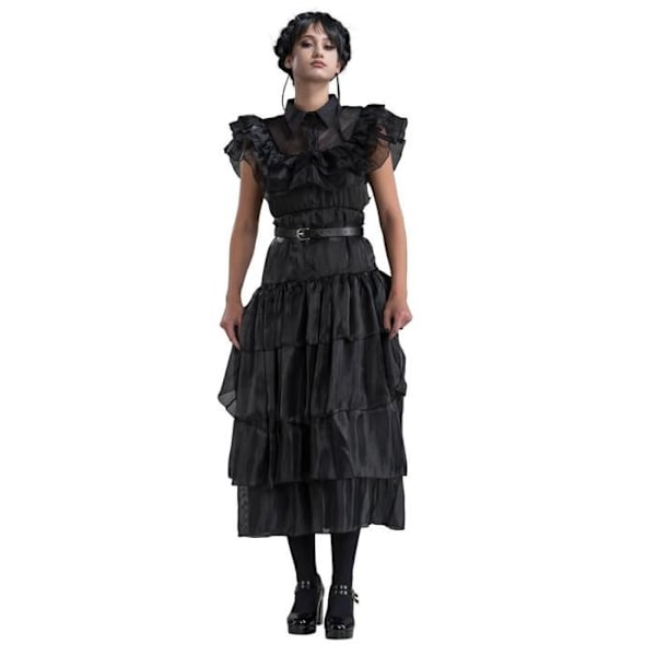 Svart bollklänning för barn onsdag från Addams Family CHAKS - Storlek 9/10 år (140cm) - Halloween svart 9-10 år gammal