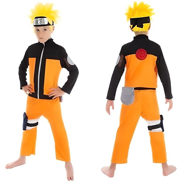 Naruto-poika-asuste - Naruto - Fiktiohahmo - Oranssi - Polyesteri Vit 9-10 år gammal