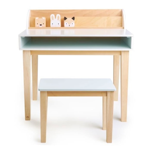 Barnskrivbord och stol - Tender Leaf Toys - Plywood och gummiträ - Beige - L75 x B53 x H75,5 cm
