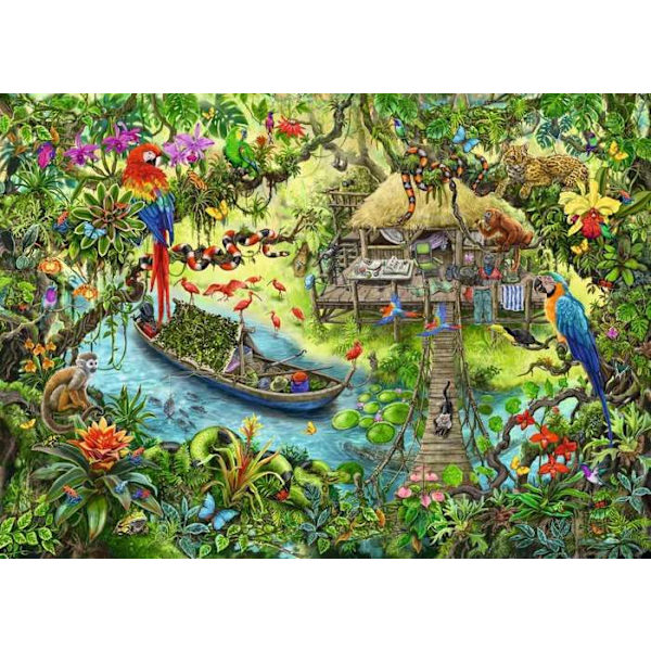Escape puzzle Kids - En djungelsafari - Ravensburger - Pussel Escape Game 368 bitar - Från 9 år Grön