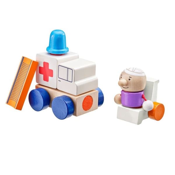 Trækøretøj - Selecta - 62081 - Ambulance - 7 dele - Miljøvenlig - Blandet Vit