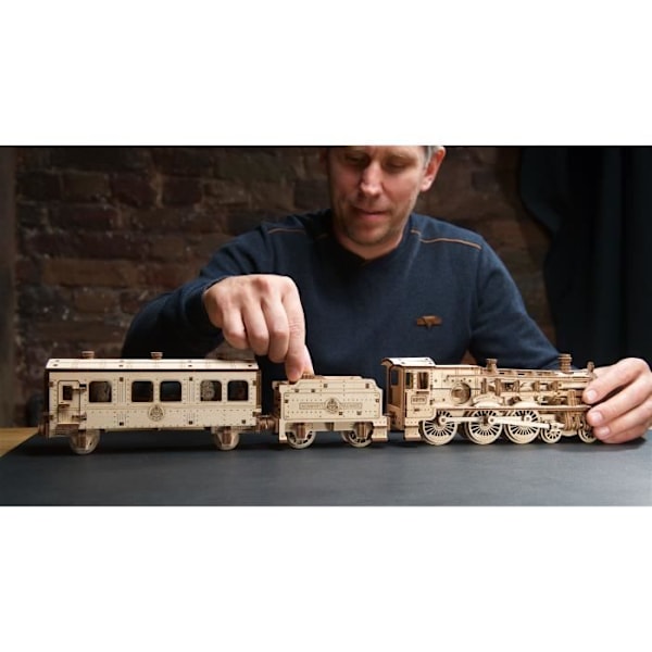 UGEARS Harry Potter Tylypahkan puinen juna rakennettavaksi – 3D-puinen mallipalapeli rakennettavaksi Beige
