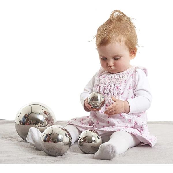 Set med 4 reflekterande och sensoriska bollar - TICKIT - Barnspel - Rostfritt stål - Från födseln Silver