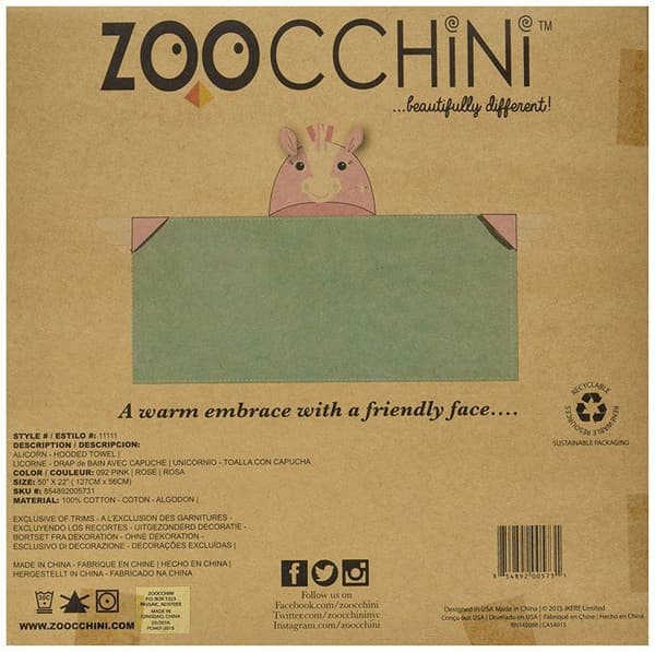 Zoocchini - Børnehåndklæde - Allie en enhjørning - ELEMENTS FOR KIDS Rose