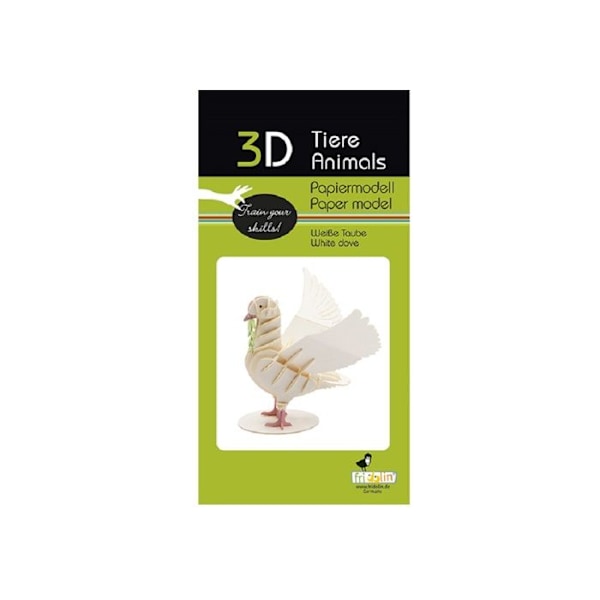 3D-pappermodell - Fridolin - Vit duva - 7,5 × 8,5 × 8 cm - Att montera själv - Från 8 år Vit