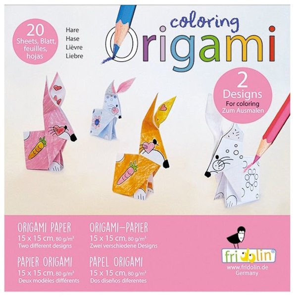 Origami-set - Fridolin - Jänis - 20 Lehteä - 15x15 cm - Väritettävä Rosa