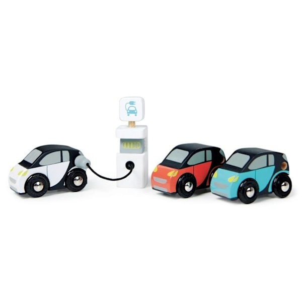 Eco Car Set - Tender Leaf Toys - TL8373 - 3 elbilar - Laddstation - Vit Vit