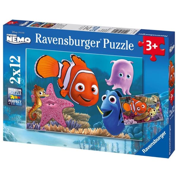 Puslespil 2 x 12 stykker: Nemo den lille stikker Blå