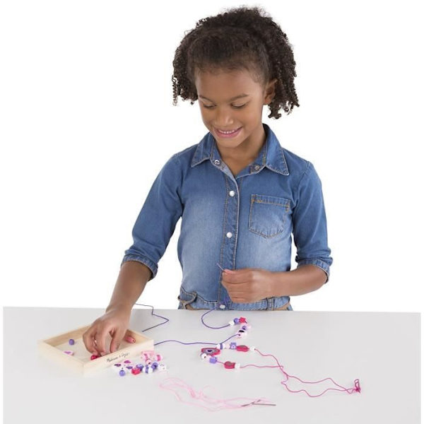 Träpärlspel - MELISSA & DOUG - Sparkling Hearts - Rosa - För barn från 3 år och uppåt Rosa