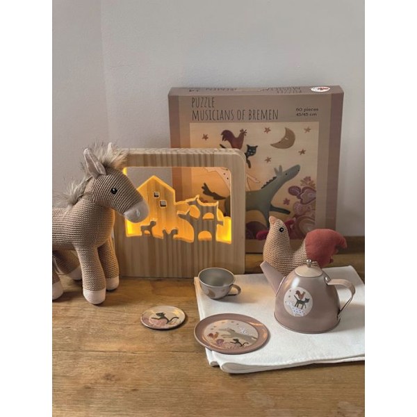 Egmont Toys - Bremen Musicians nattlampa i trä Beige