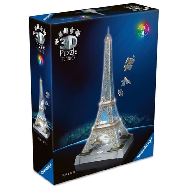 Puzzle 3D Ikonit - Valoisa Eiffel-torni