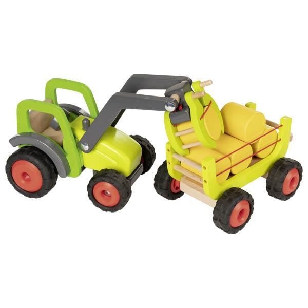 Traktor med hövagn - GOKI - För barn från 3 år - Vit - 2 års garanti