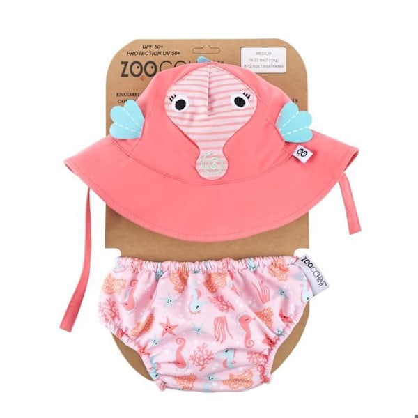 Zoocchini - Uimapuku ja HEPOKONNI Hattu (6-12 kk) - ELEMENTS FOR KIDS Rosa