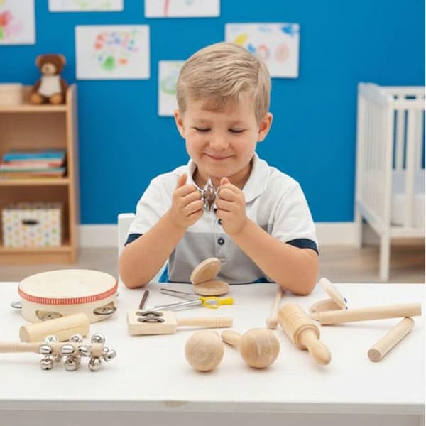 TickiT - Sæt med 10 percussioninstrumenter - COMMOTION Beige