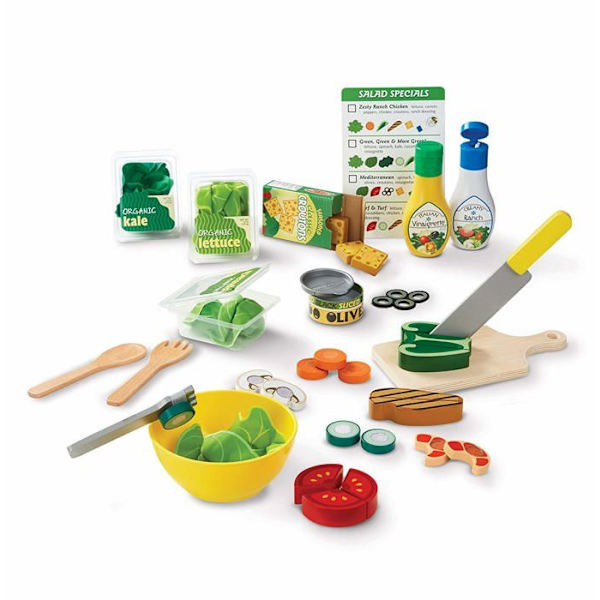 Melissa & Doug Lunchbox Skiva och salladsspelset - 52 bitar av trä och filt Flerfärgad