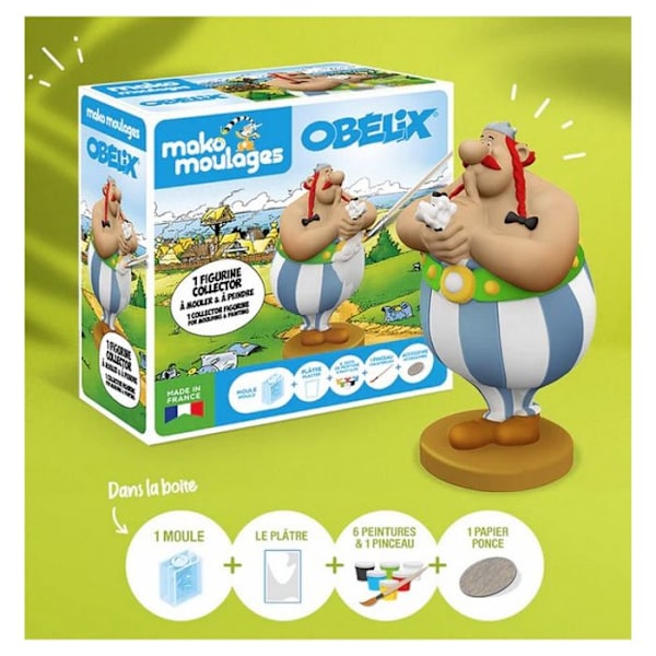Mako Moulages - Obelix ja Idefix - Keräilyfiguuri - Laadukas kipsi - Lapset alkaen 5-vuotiaita Sininen