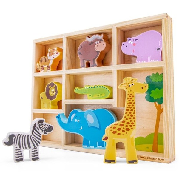 Nya klassiska leksaker - Safaridjur träfigurer Beige