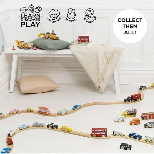 Set av fordon och räddningshelikopter - 7 delar beige