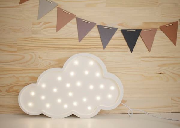 LED-pöytälamppu - PILVI - K34.5cm - Luonnon mänty - Valkoinen Vit