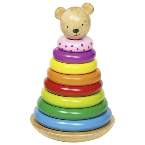 Pinoaminen lelu - GOKI - Pinoaminen nalle - 10 värillistä puuelementtiä - Unisex Flerfärgad