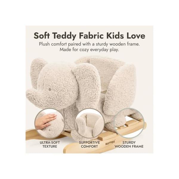 Nattou - Teddy elefanttirokkari ekru beige