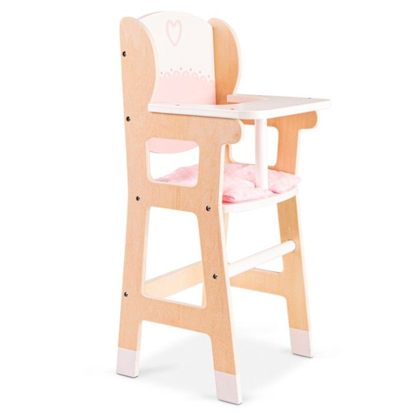 NYA CLASSIC TOYS dockstol i trä med dyna - Vit / Trä / Rosa Trä / Rosa