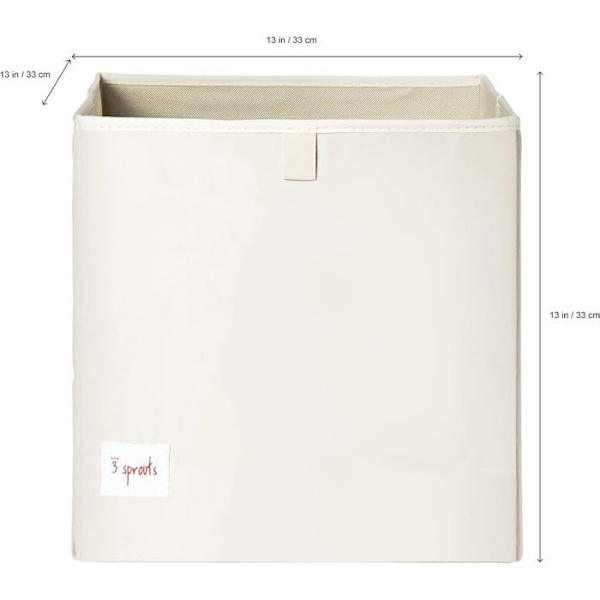 Förvaringskub - 3 SPROTTAR - Mus - Polyester, hård kartong - 33 x 33 x 33 cm Beige och grå