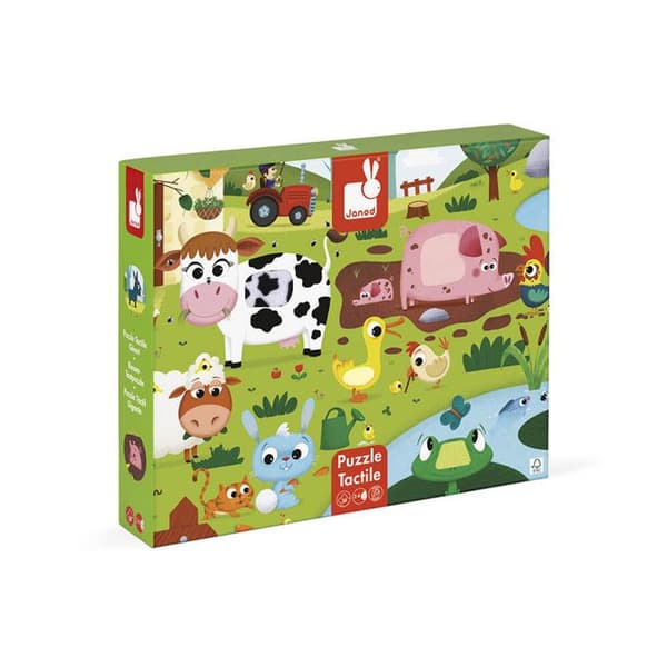 Puzzle Tactile Ferme JANOD - 20 stk - Fra 2 år Multifarvet