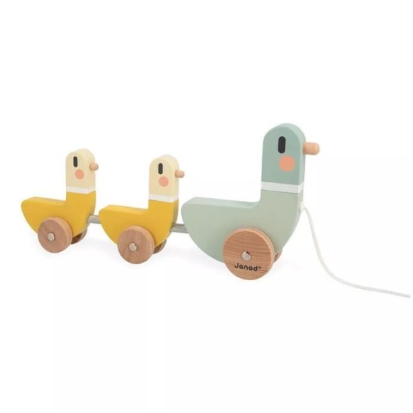 3 Ducks to Pull Sweet Cocoon - Early Learning Toy - Utvecklar motoriska färdigheter - FSC Träleksak och vattenfärg - Från 12 månader